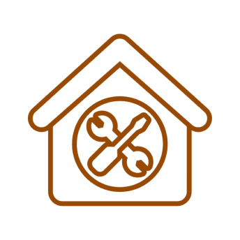 House with wrench and screwdriver icon.
