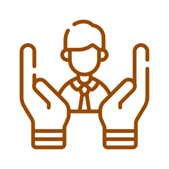 Icon of hands protecting a person.